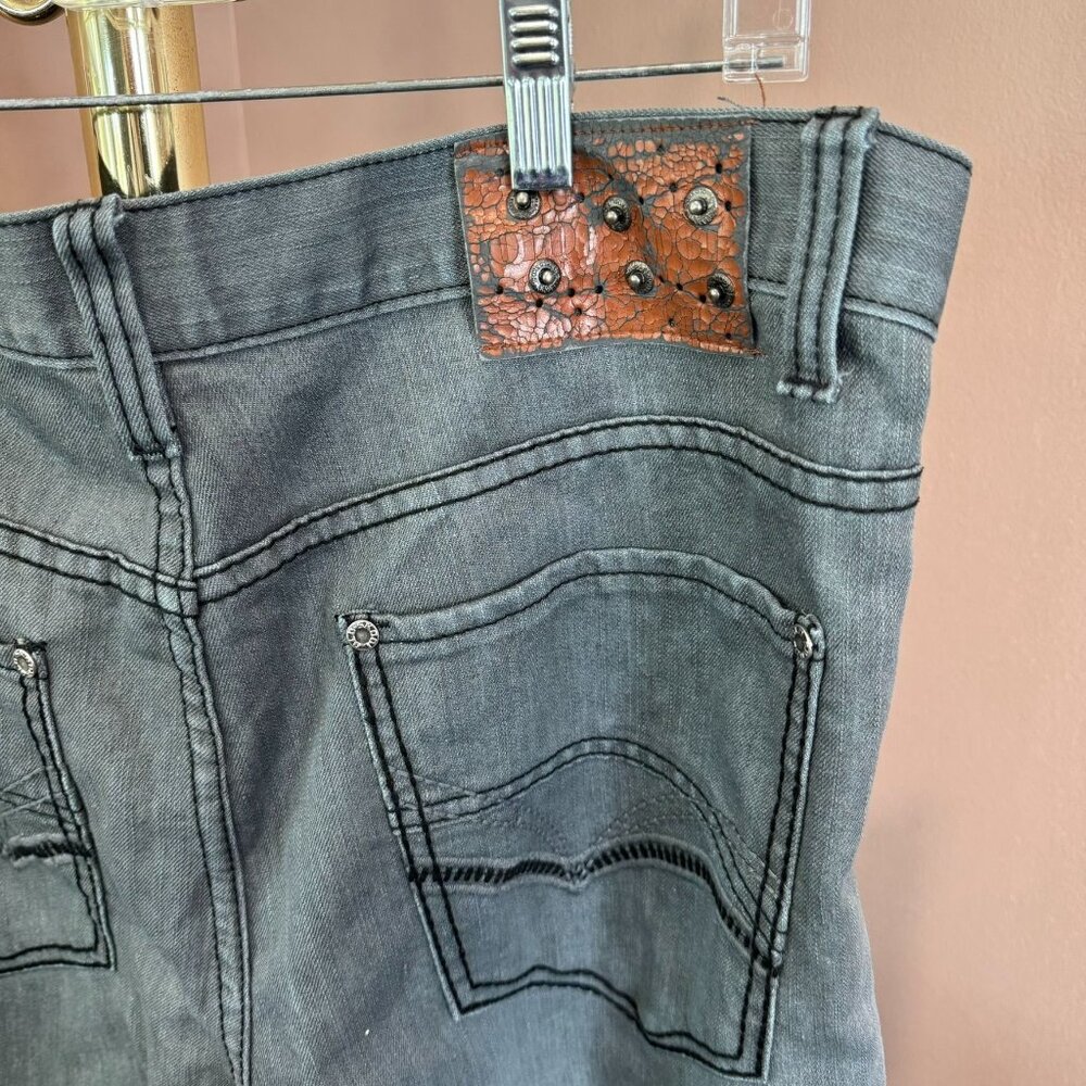 Mens Baggy Y2K Skater Relaxed-Fit Grey Denim Jeans‎ Size 38/32